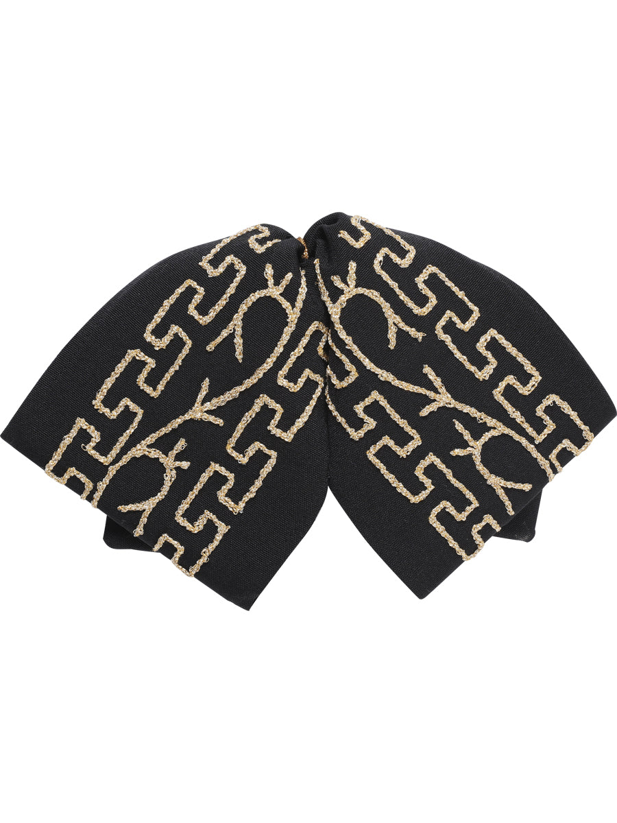 Artisanal Embroidered Charro Bow 100% Polyester in Black/Gold