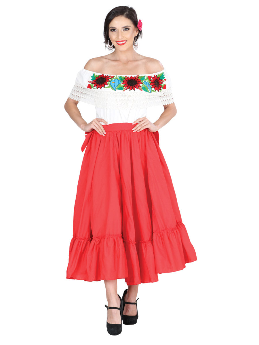 Dancing Skirt Doble Vuelo 100% Cotton in Red