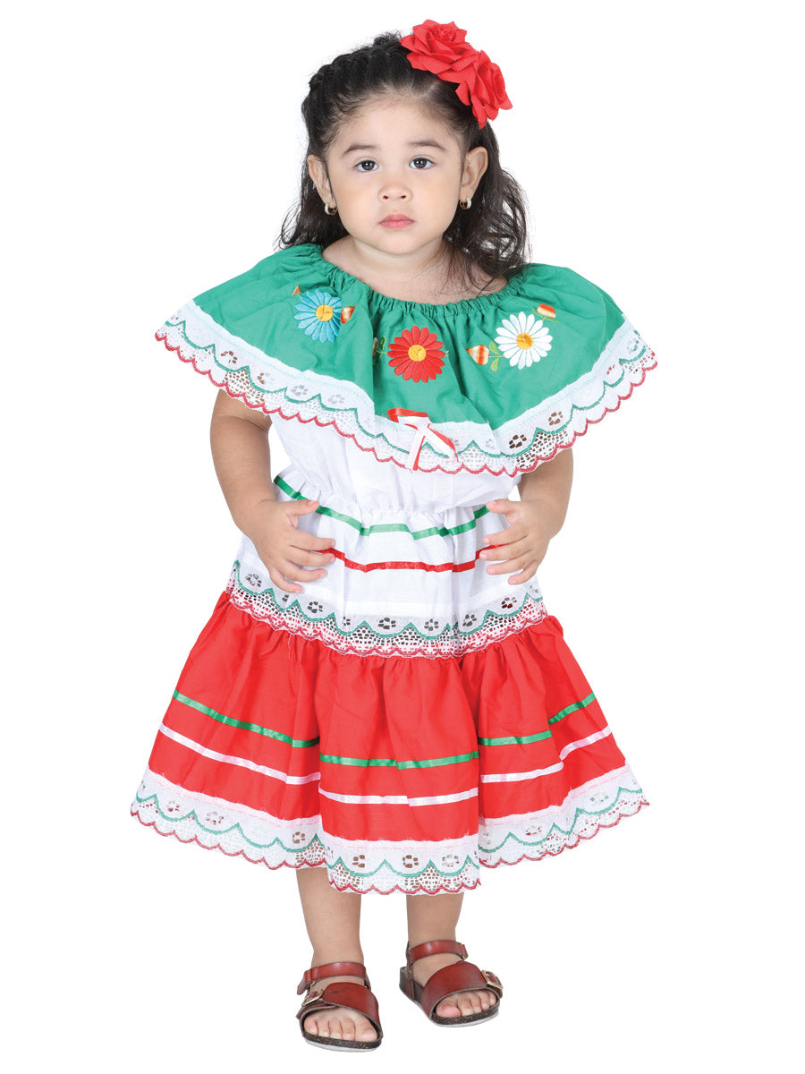 Artisanal Embroidered Dress 50% Cotton, 50% Polyester in Tricolor