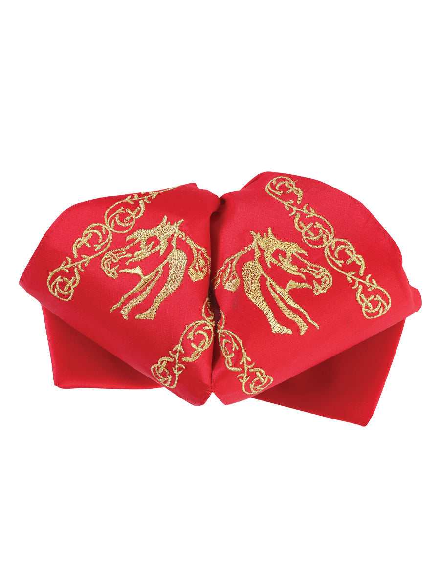 Adult Mexican Charro Bow Tie 100% Polyester in Red/Gold
