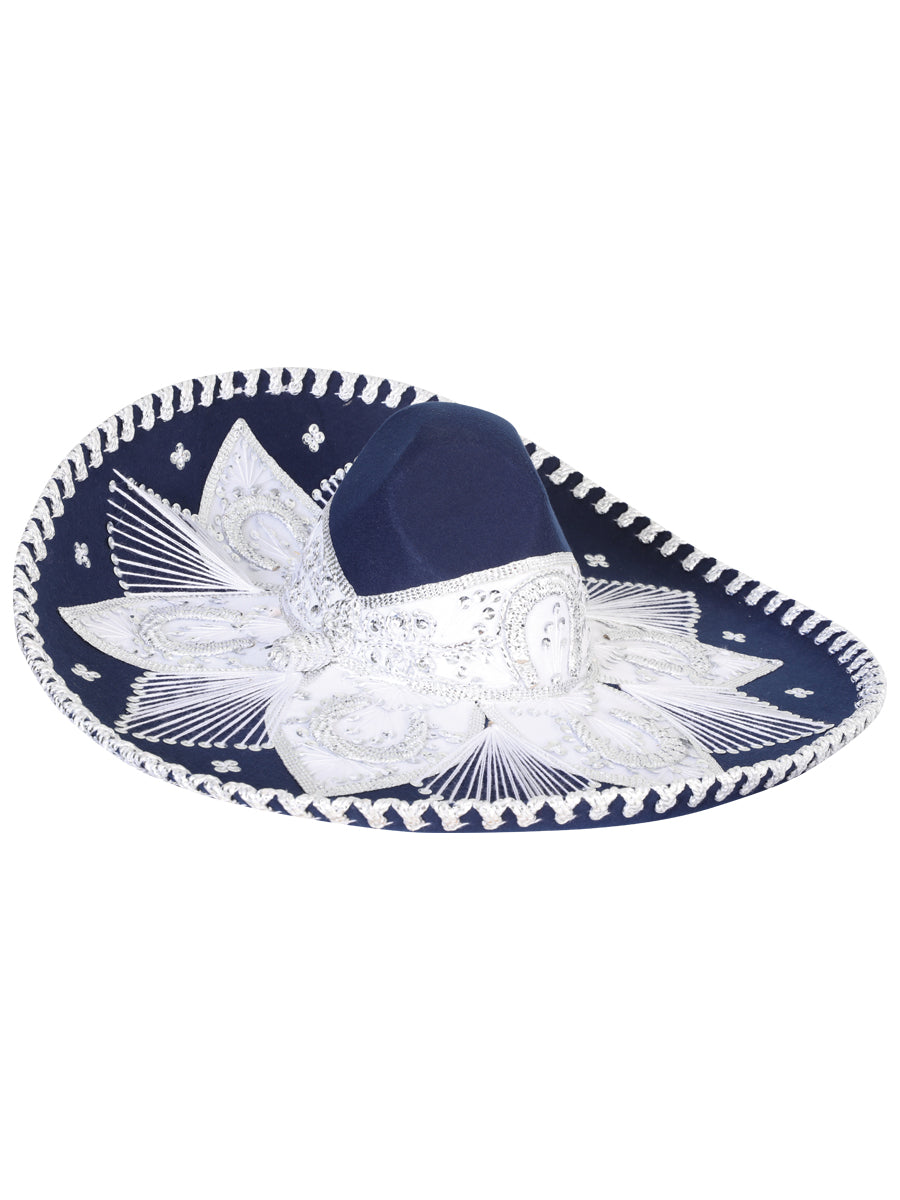 Mexican Charro Hat Velvet in Navy Blue/Silver