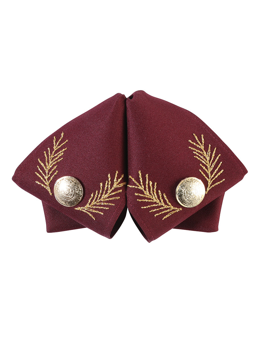 Artisanal Embroidered Charro Bow 100% Polyester in Wine/Gold