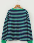 Stripe Colorblock Chest Pocket Long Sleeve Top