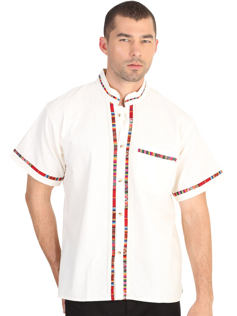 Mexican Guayabera Short Sleeve Shirt for Men 100% Cotton in Ivory