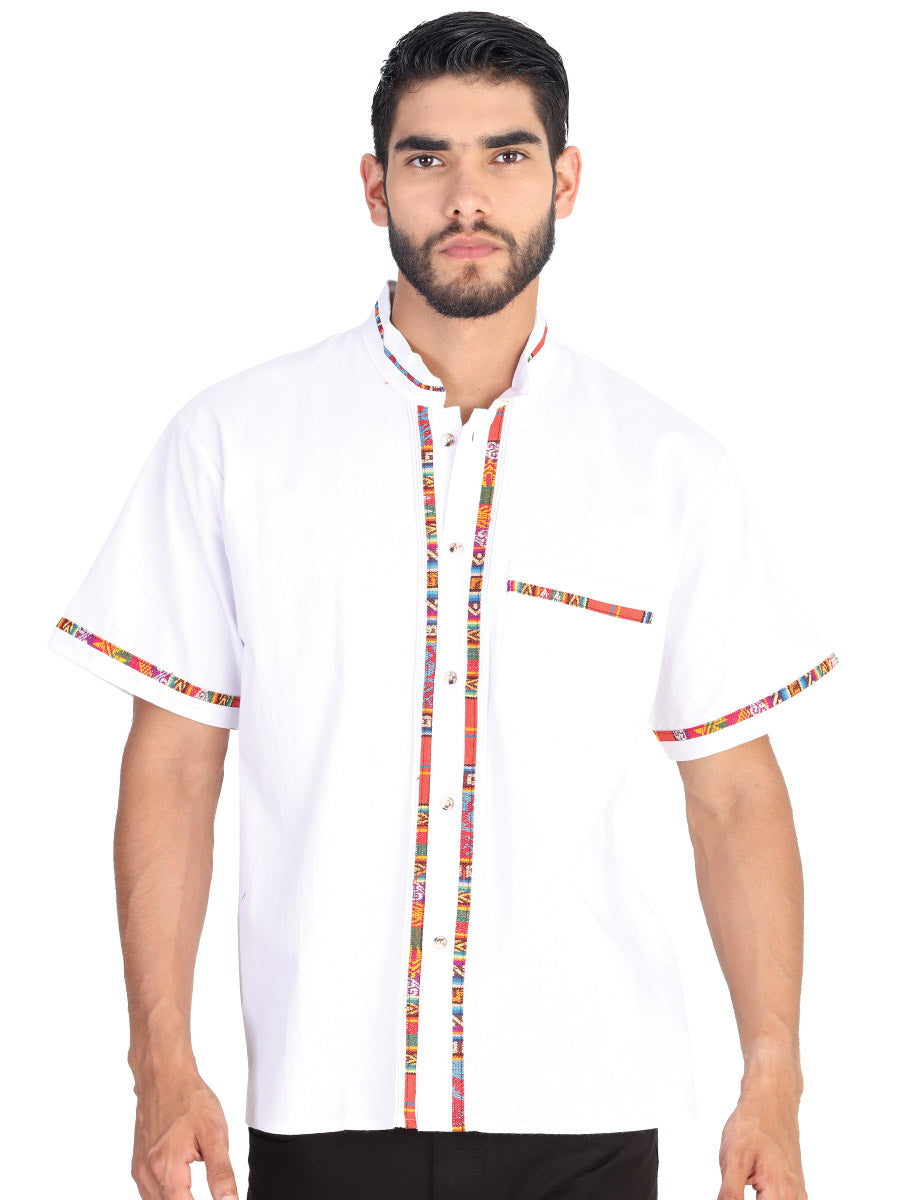 Mexican Guayabera Short Sleeve Shirt for Men 100% Cotton in White