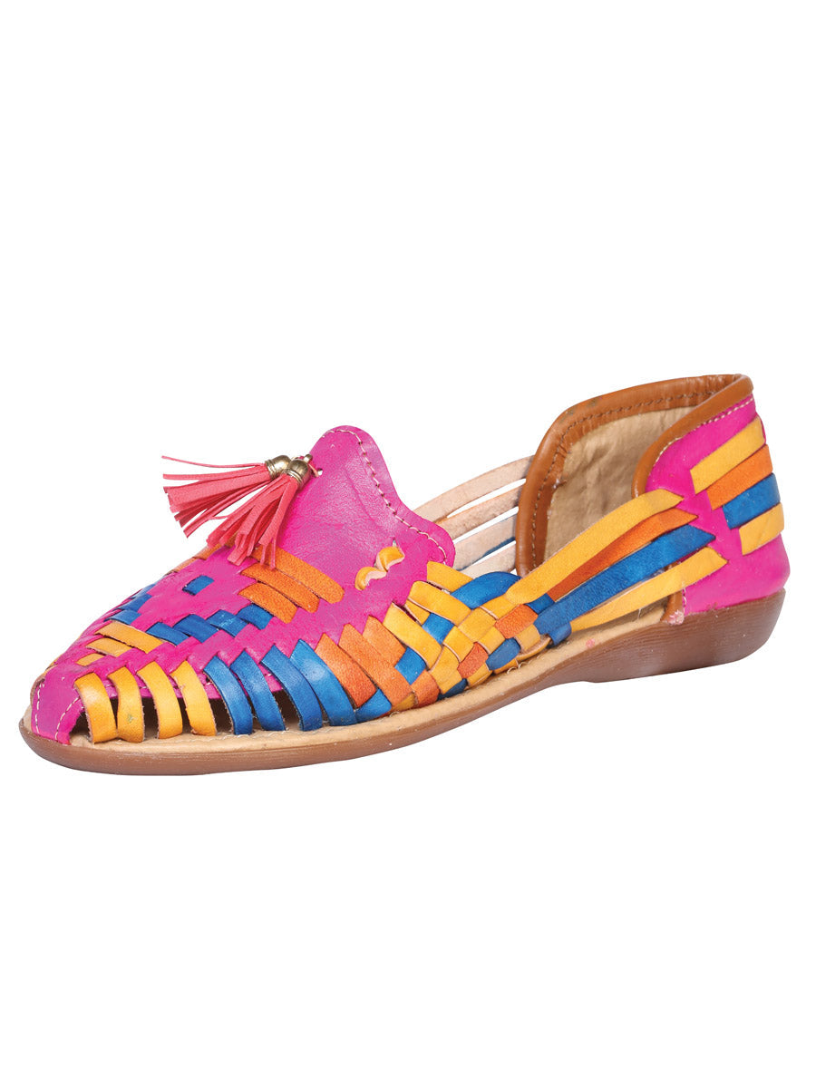 Mexican Artisanal Sandals Leather in Fuchsia