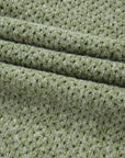 Solid Eyelet V-Neck Drop Shoulder Sweater
