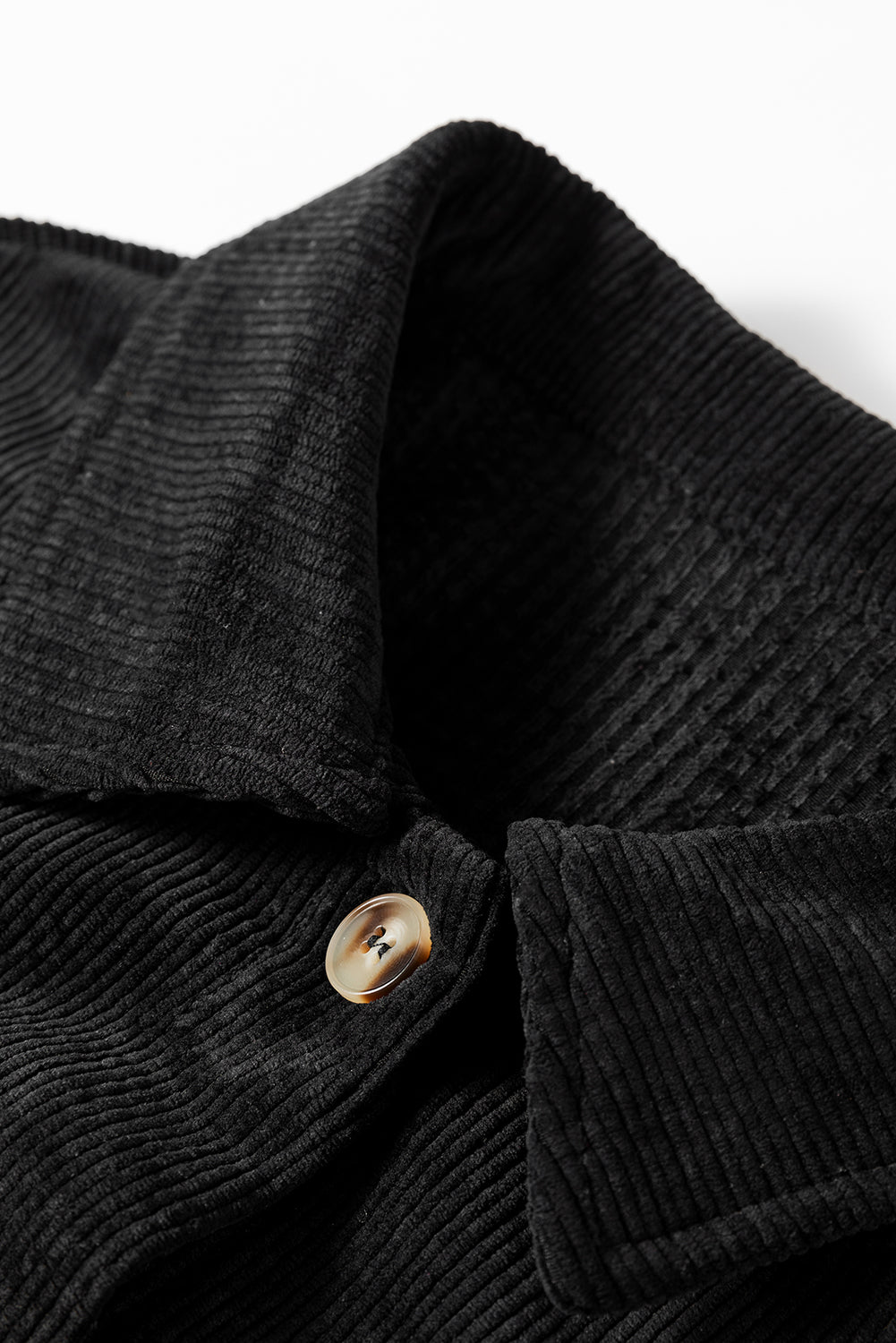 Solid Corduroy Button-Up Pocketed Shacket