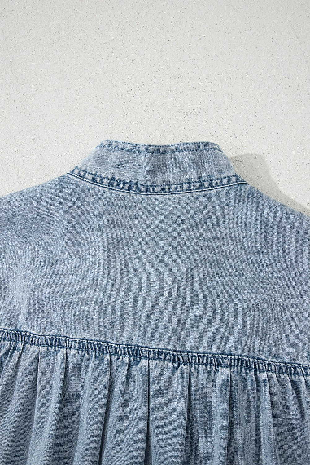 Clare Sleeveless Ruffled Chambray Dress
