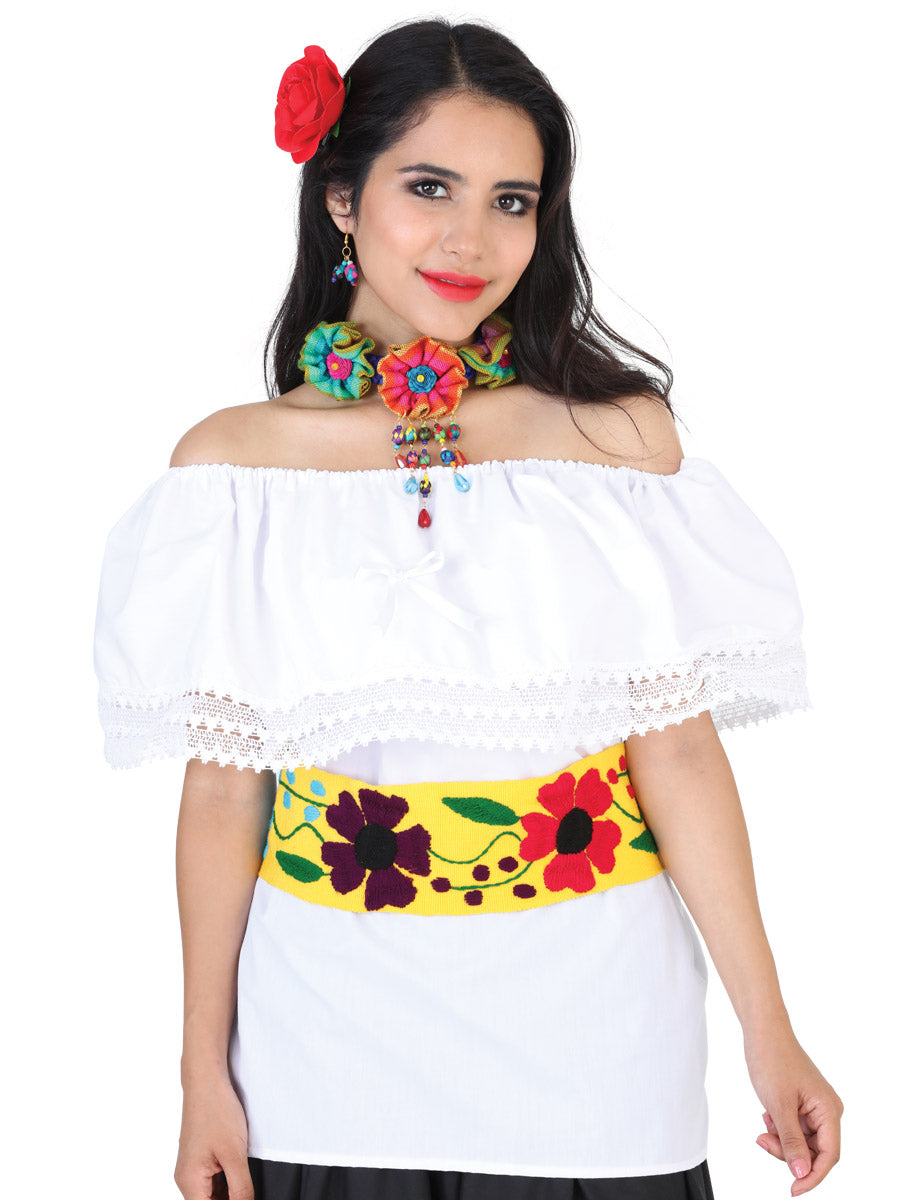 Mexican Artisanal Blouse 50% Cotton, 50% Polyester in White