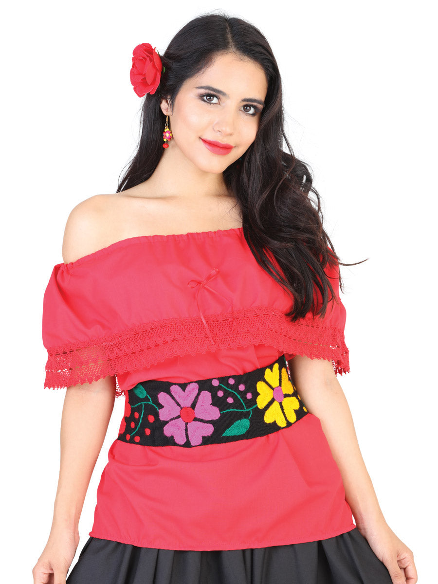 Mexican Artisanal Blouse 50% Cotton, 50% Polyester in Red