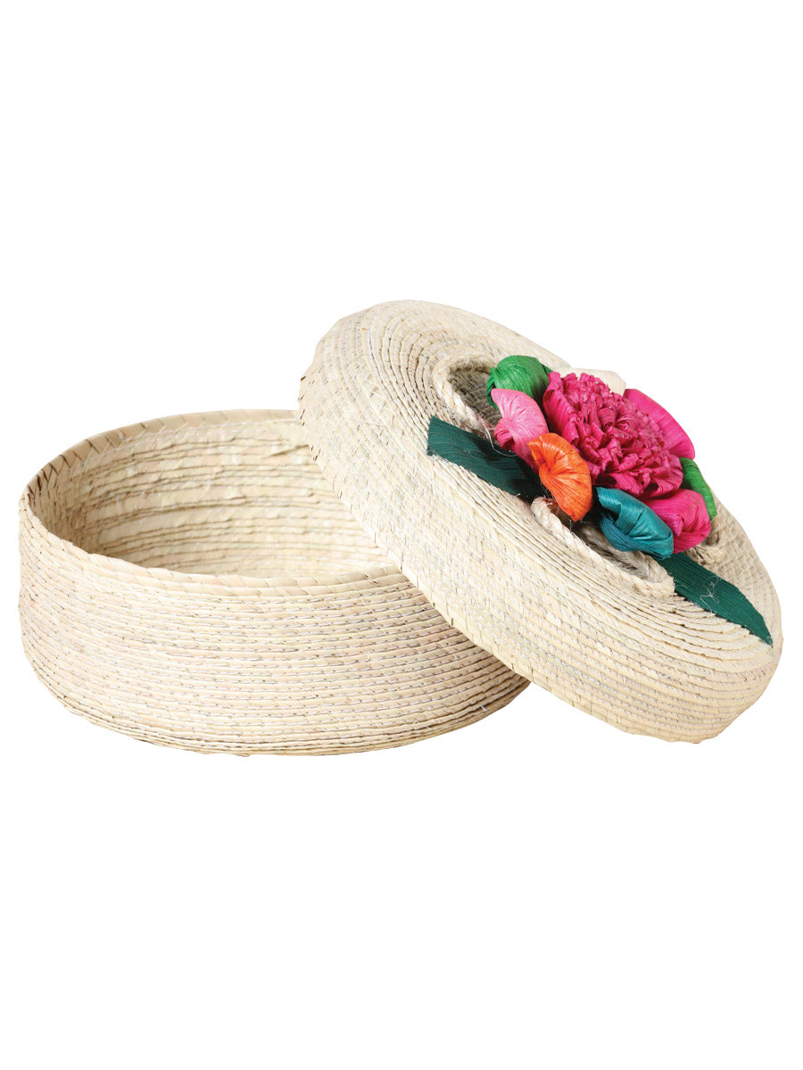 Artisanal Tortilla Warmer 100% Palm Leaf in Multicolor Flower