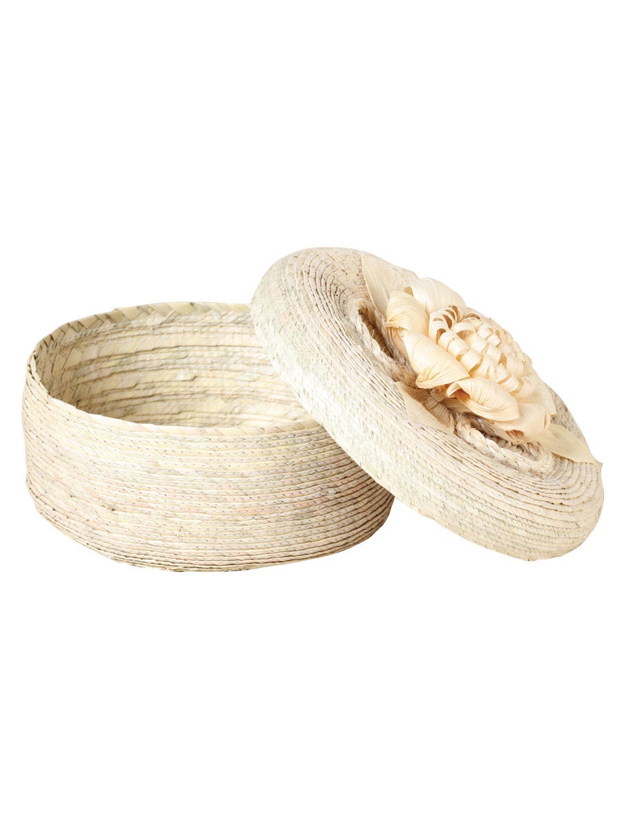 Artisanal Tortilla Warmer 100% Palm Leaf in Natural Flower