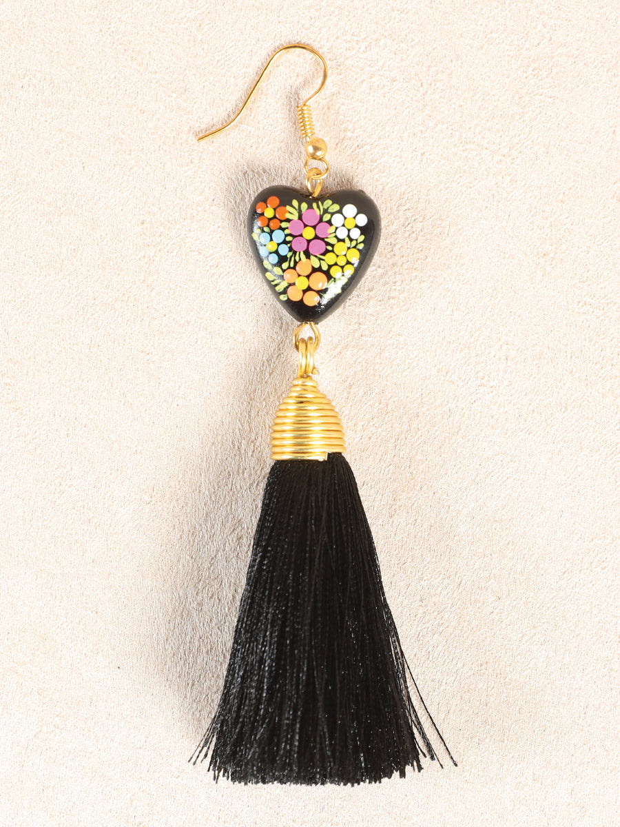 Artisanal Hand-Painted Earrings in Black
