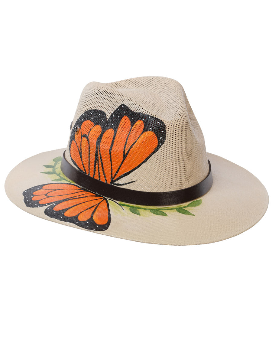 Artisanal Hand Painted Hat 100% Palm in Natural