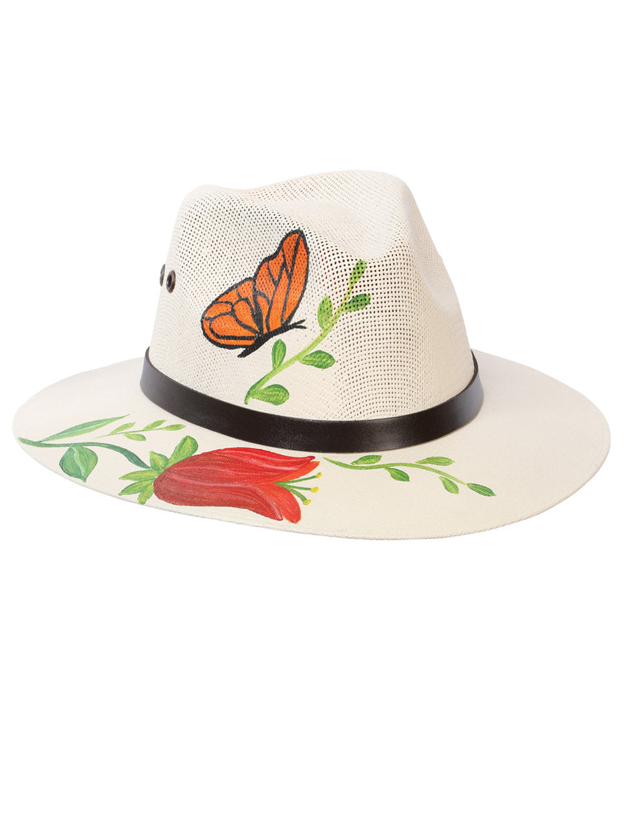 Artisanal Hand Painted Hat 100% Palm in Natural