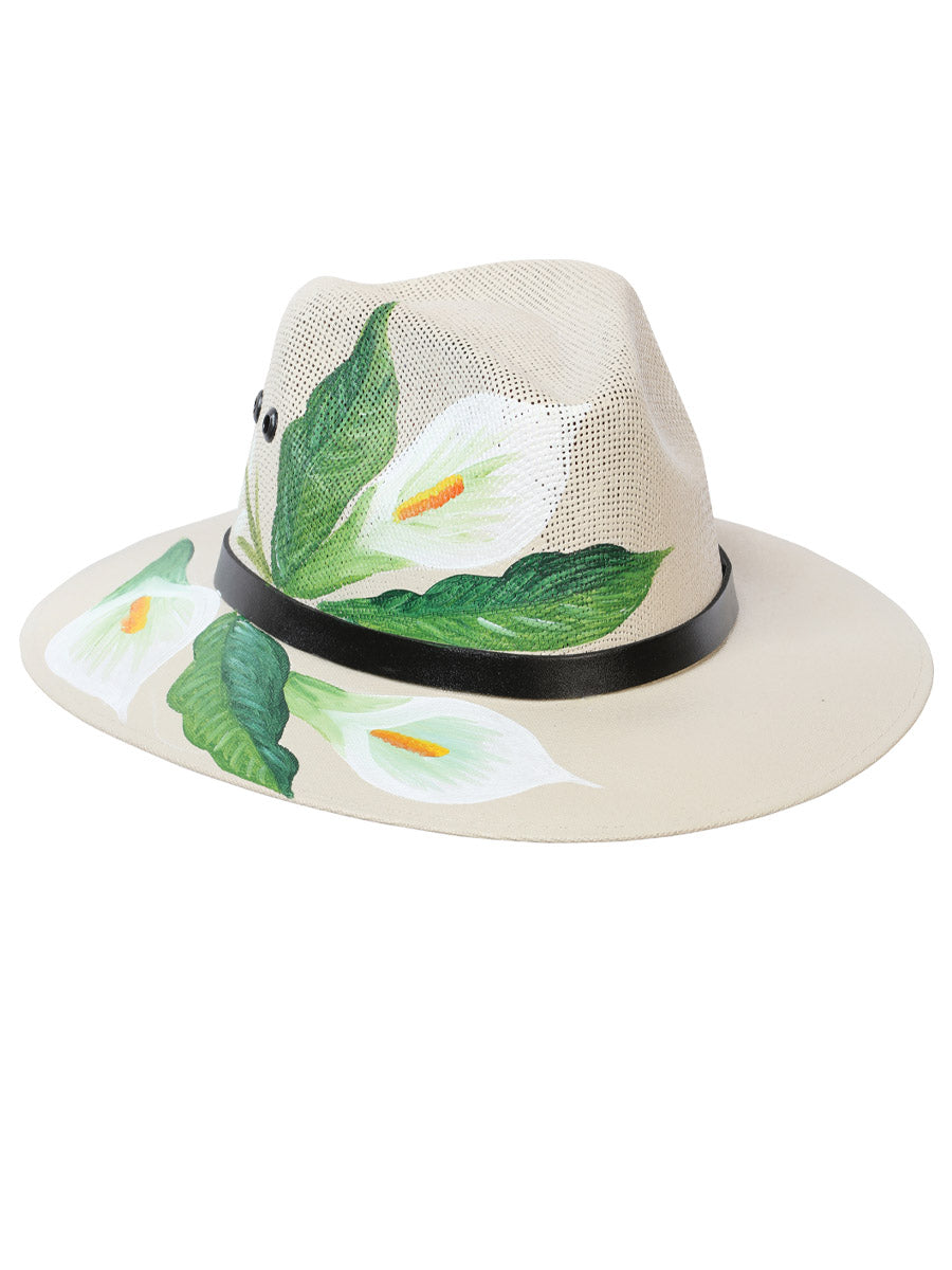Artisanal Hand Painted Hat 100% Palm in Natural