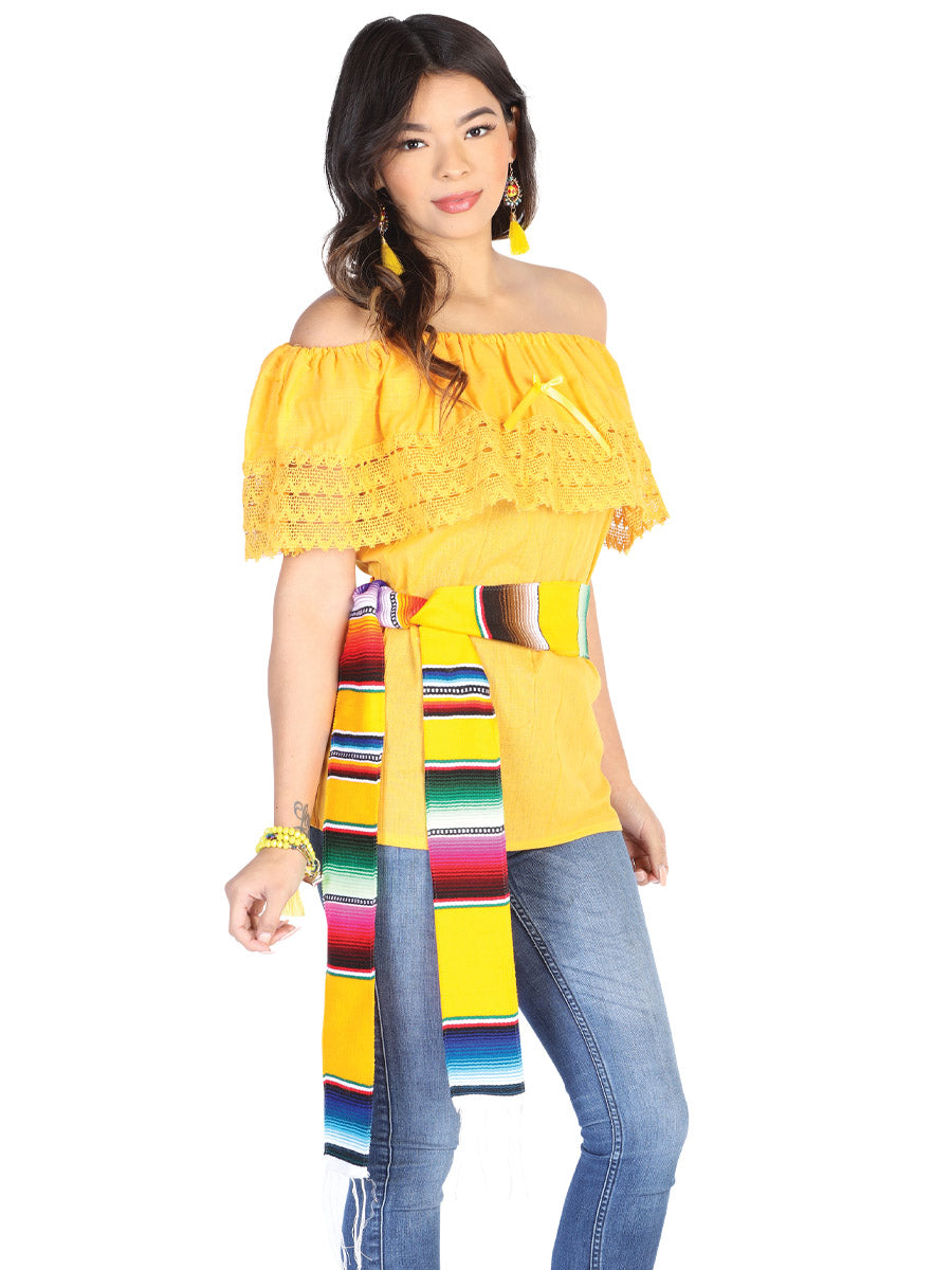 Mexican Artisanal Blouse 50% Cotton, 50% Polyester in Yellow