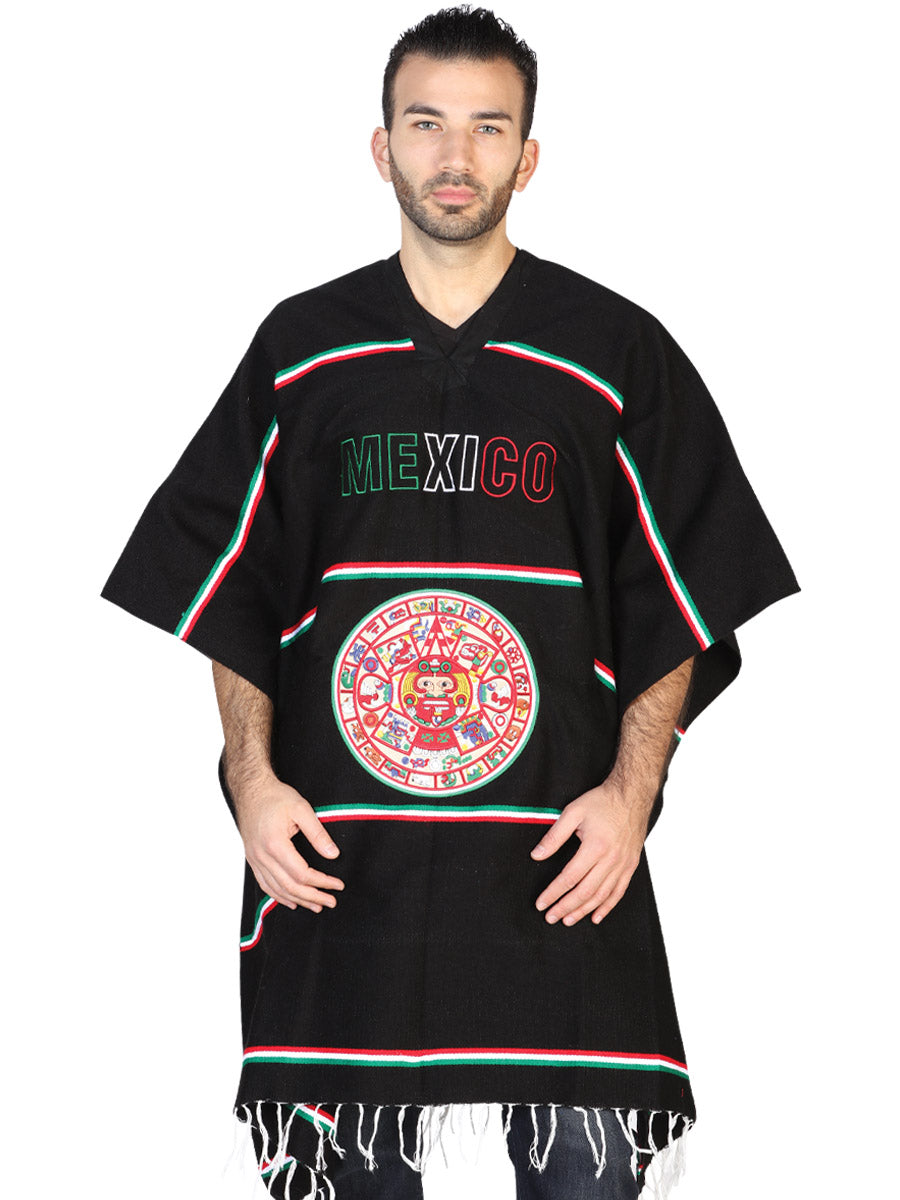 Artisanal Mexican Poncho 100% Acrylan in Black