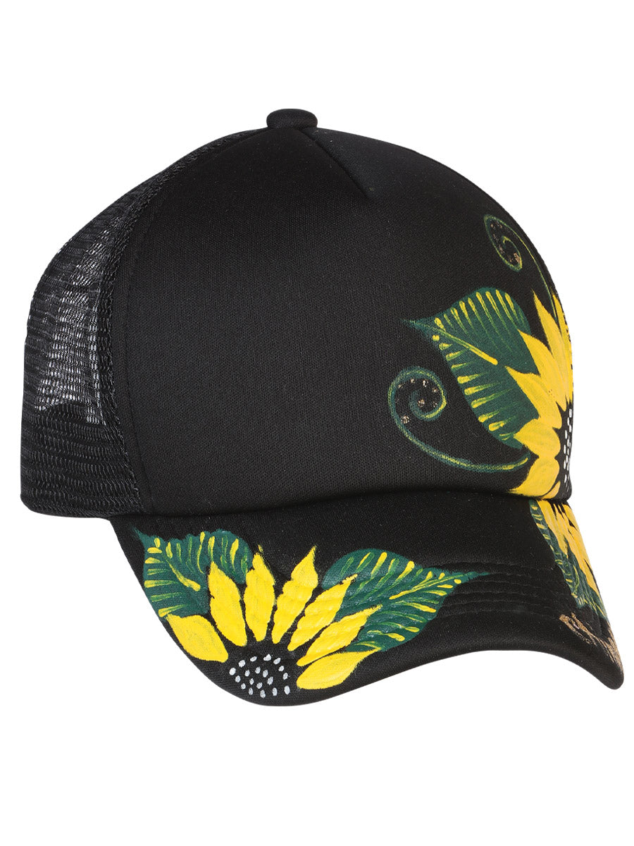Artisanal Hand Painted Cap 60% Polyester, 40% Nylon in Black