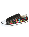Artisanal Embroidered Sneakers — Textile Canvas in Black