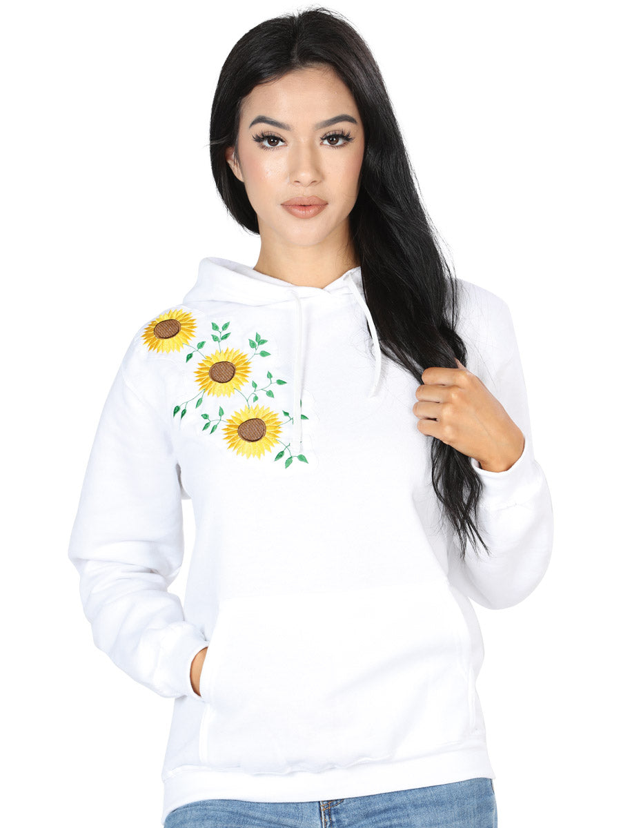 Artisanal Embroidered Sweatshirt 100% Cotton in White