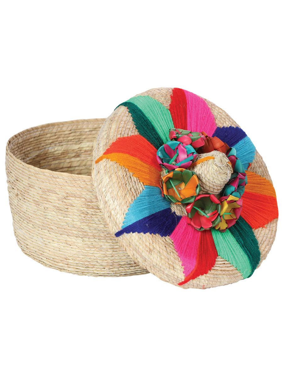 Artisanal Tortilla Warmer 100% Palm Leaf in Multicolor Flower