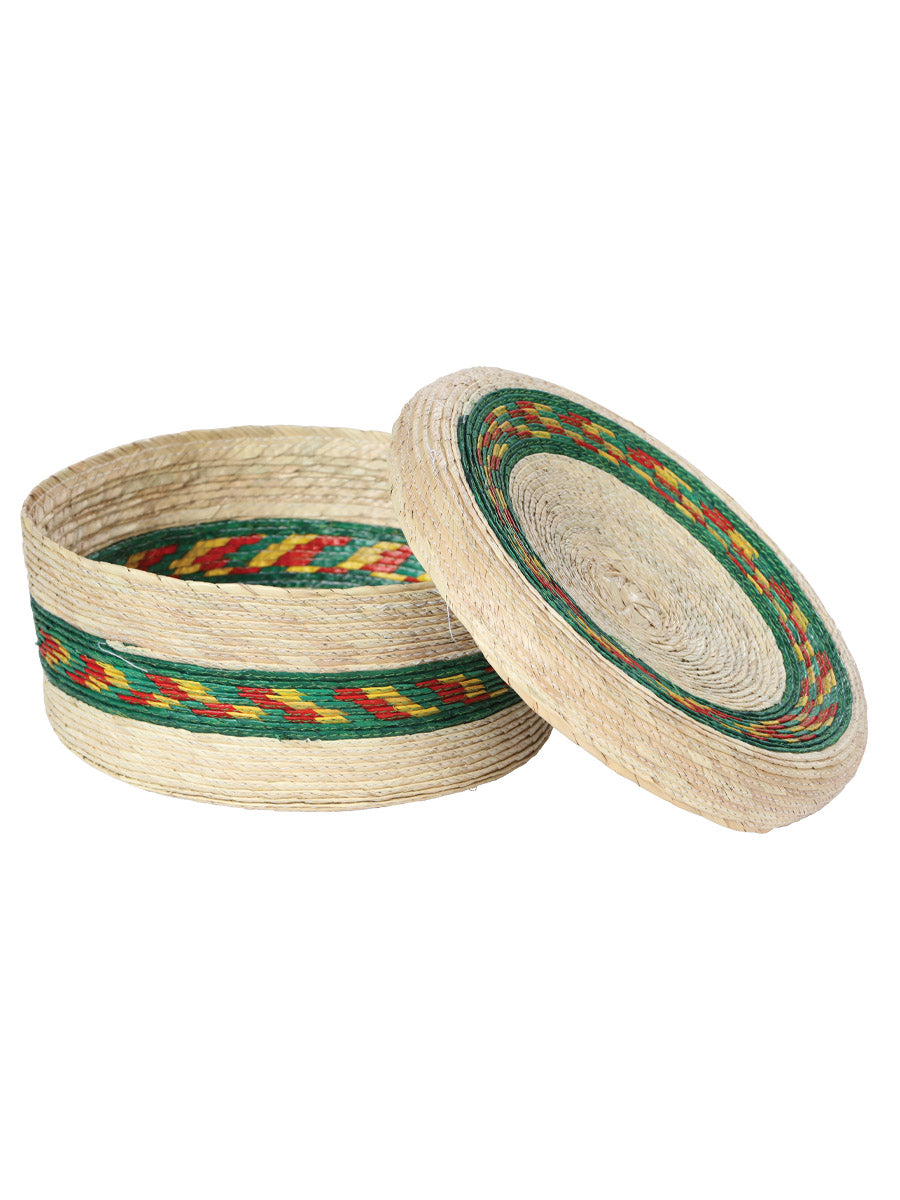 Artisanal Tortilla Warmer Palm Leaf in Natural/Green