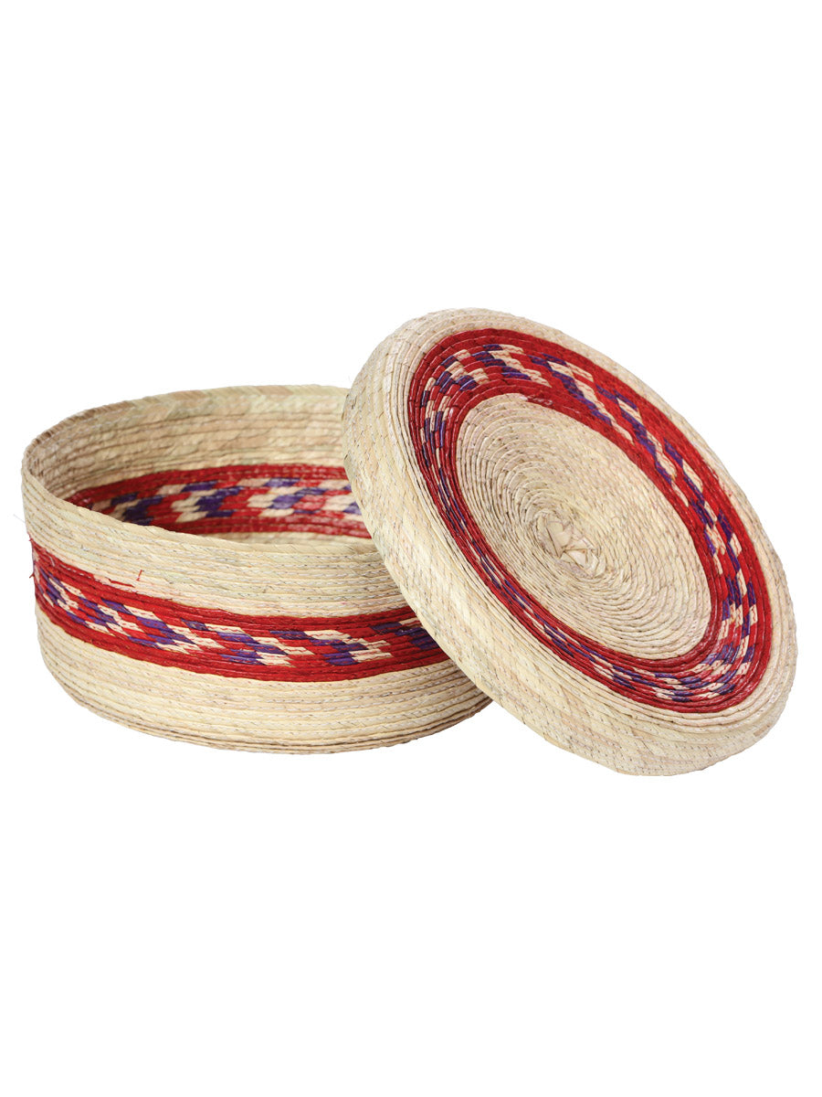 Artisanal Tortilla Warmer Palm Leaf in Natural/Red