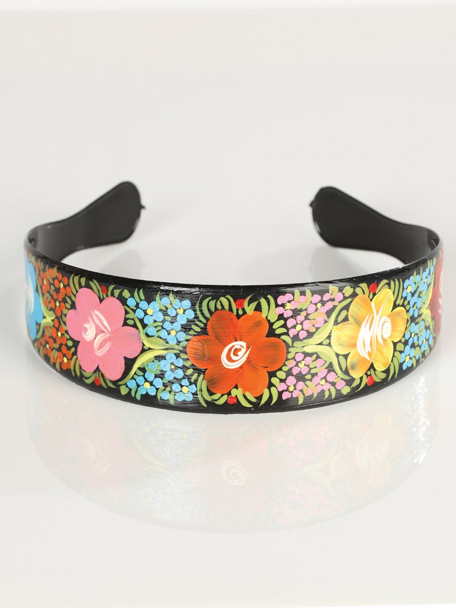 Artisanal Hand-Painted Headband — Plastic in Multicolor