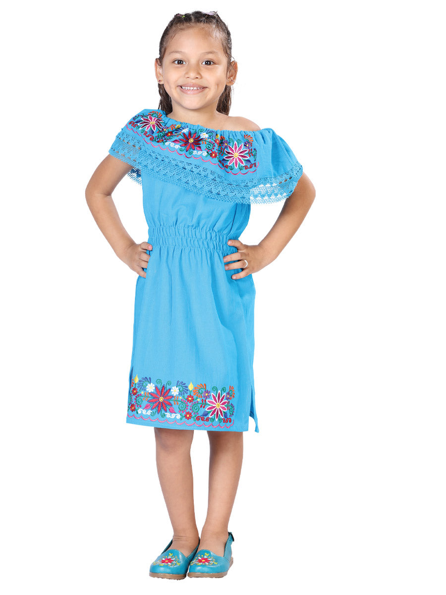 Artisanal Embroidered Dress 100% Cotton in Fuchsia