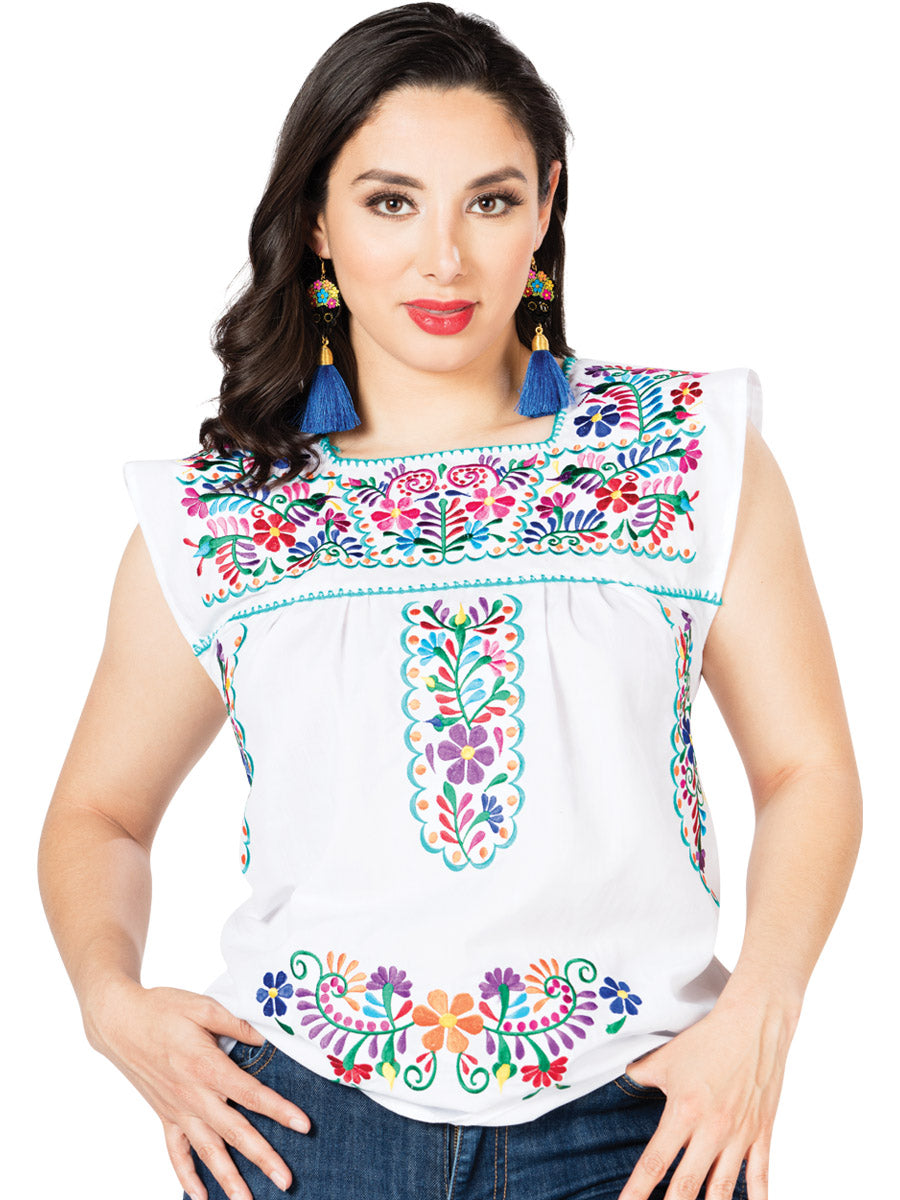 Artisanal Embroidered Blouse 100% Cotton in White