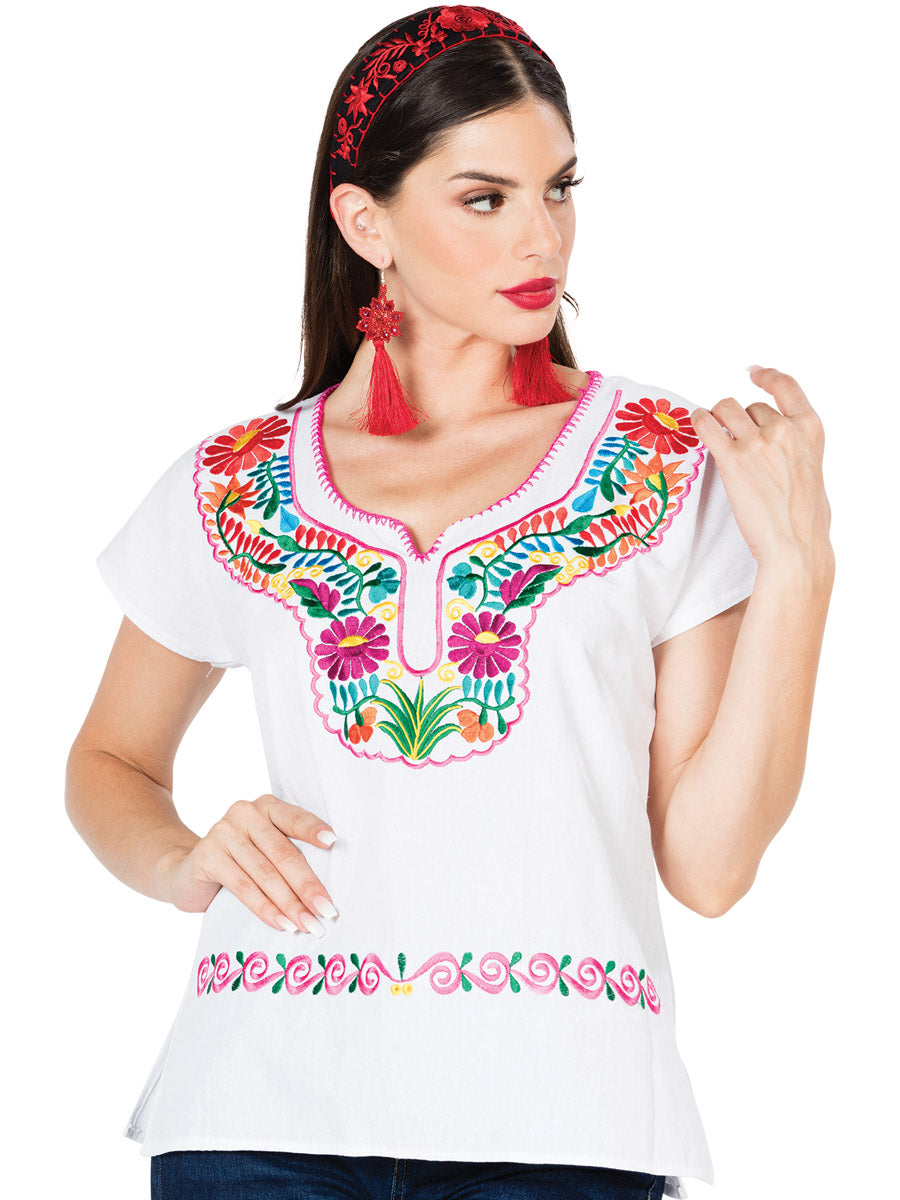 Artisanal Embroidered Blouse 100% Cotton in White