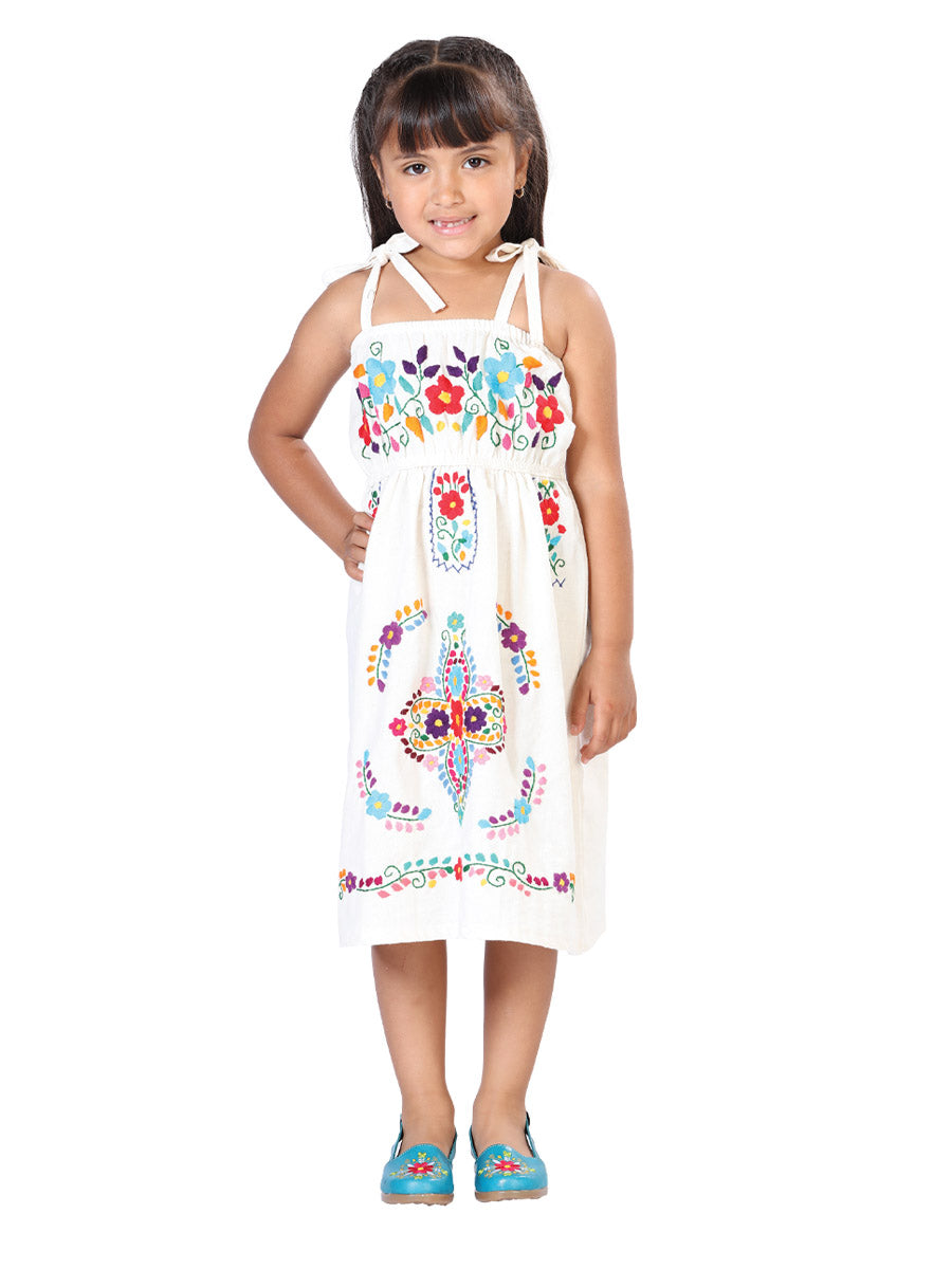 Artisanal Mexican Dress 100% Cotton in Beige