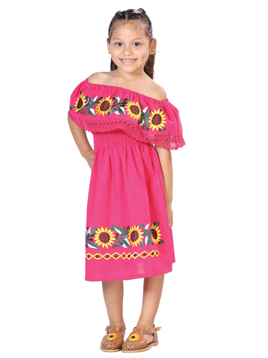 Artisanal Mexican Dress 100% Cotton in Fuchsia