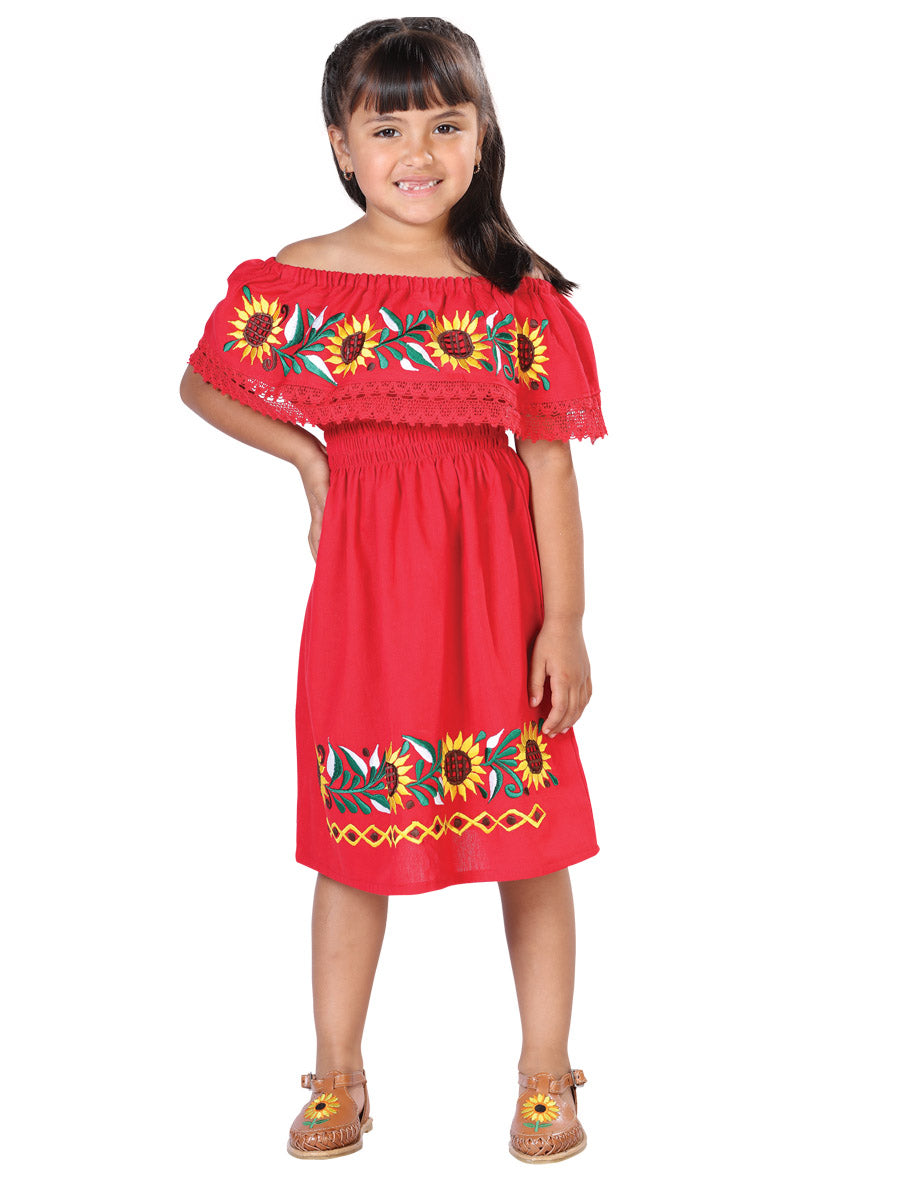 Artisanal Mexican Dress 100% Cotton in Red