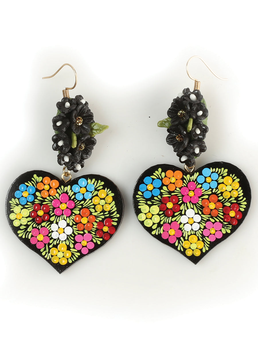 Artisanal Hand-Painted Earrings in Multicolor