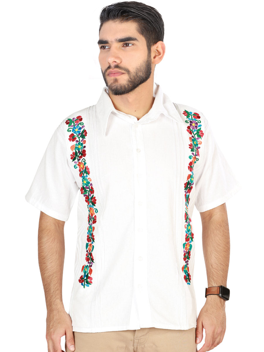 Mexican Embroidered Shirt Guayabera 100% Cotton in White
