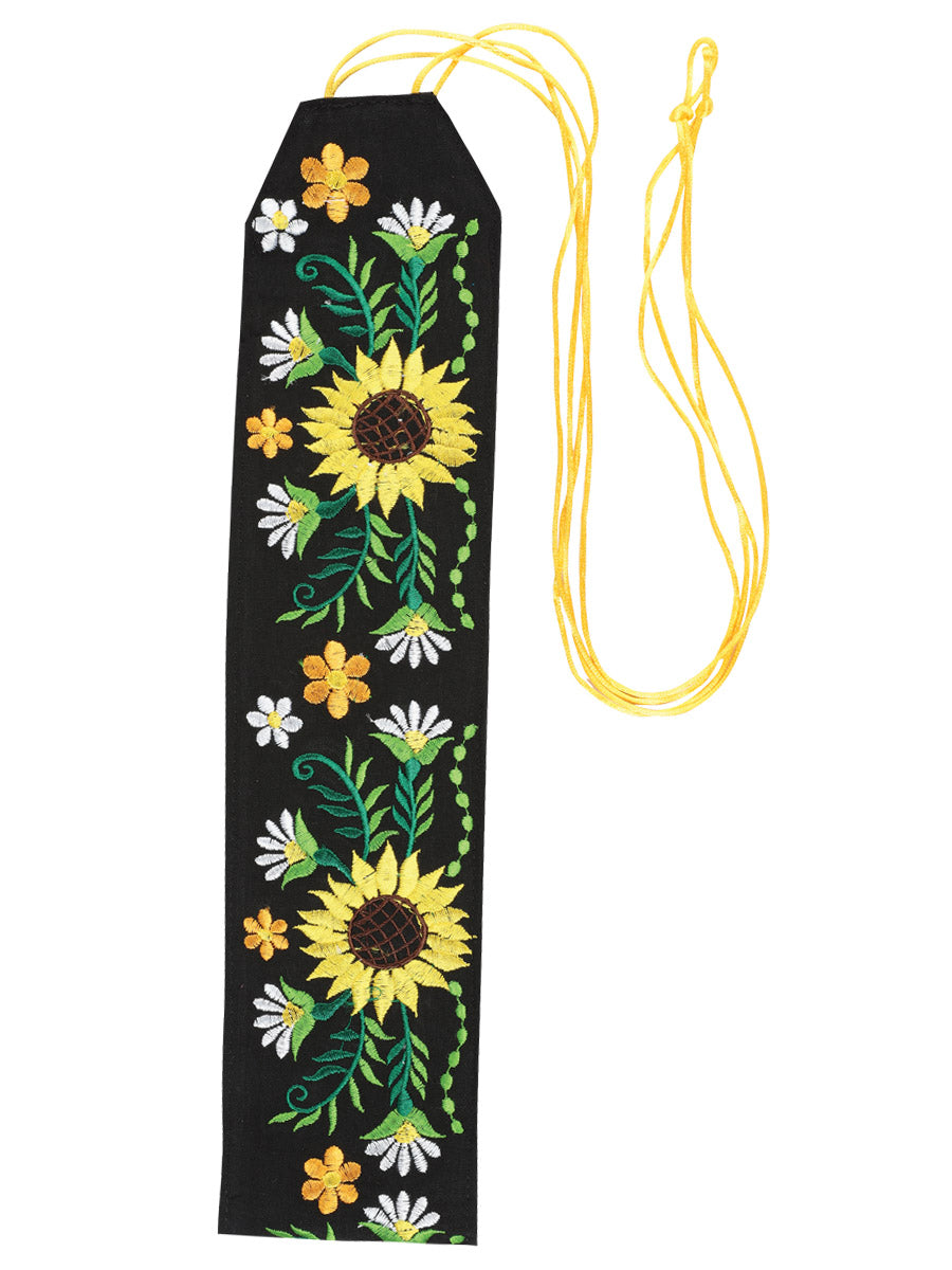 Artisanal Embroidered Belt Floral 100% Acrylic in Black