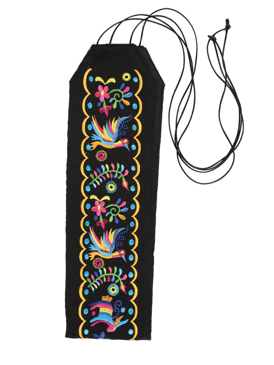 Artisanal Embroidered Belt Floral 100% Acrylic in Black