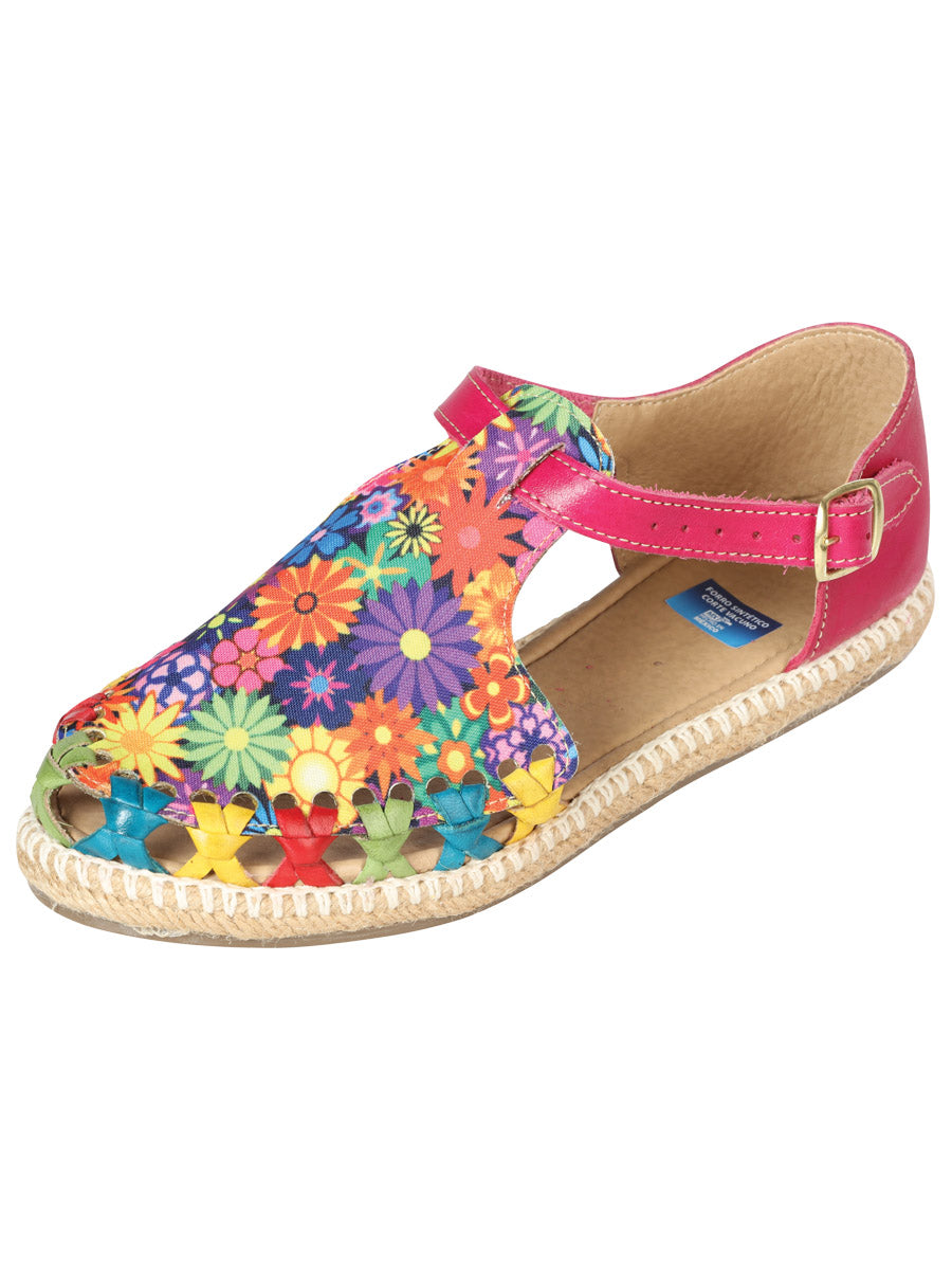 Mexican Artisanal Sandals Leather in Fuchsia