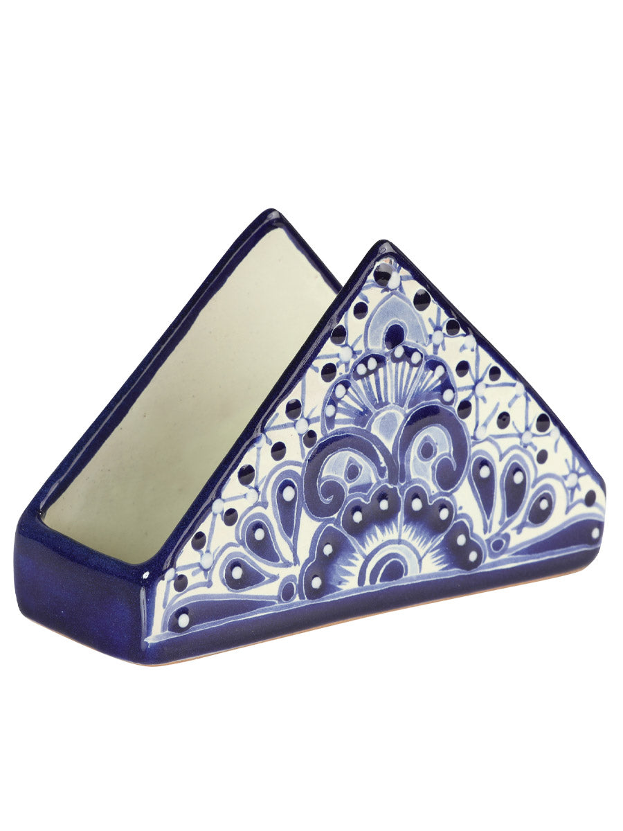 Artisanal Decorative Napkin Holder — Talavera in Blue