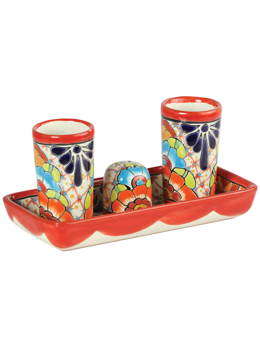 Artisanal Tequila Shot Glass Set — Talavera in Multicolor