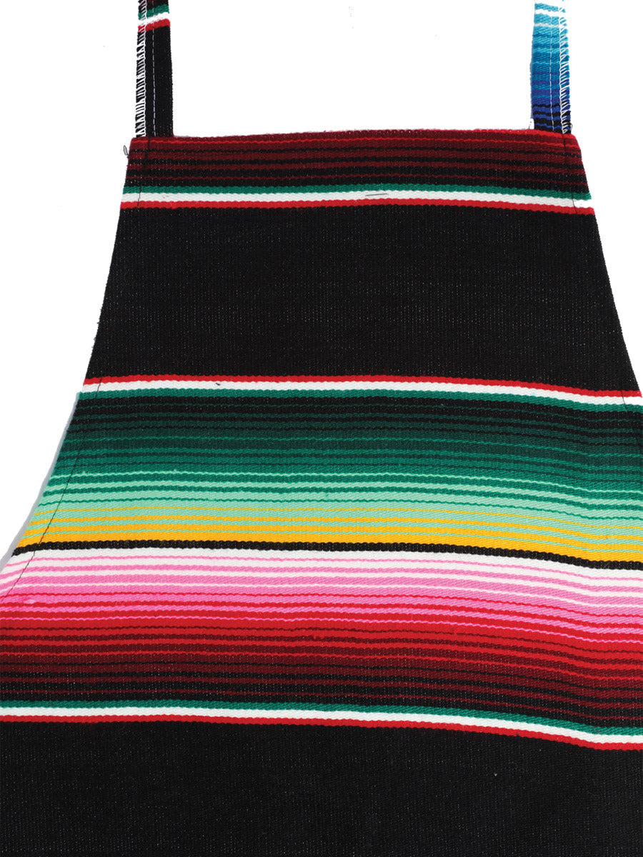 Artisanal Mexican Zarape Apron 100% Acrylan in Black