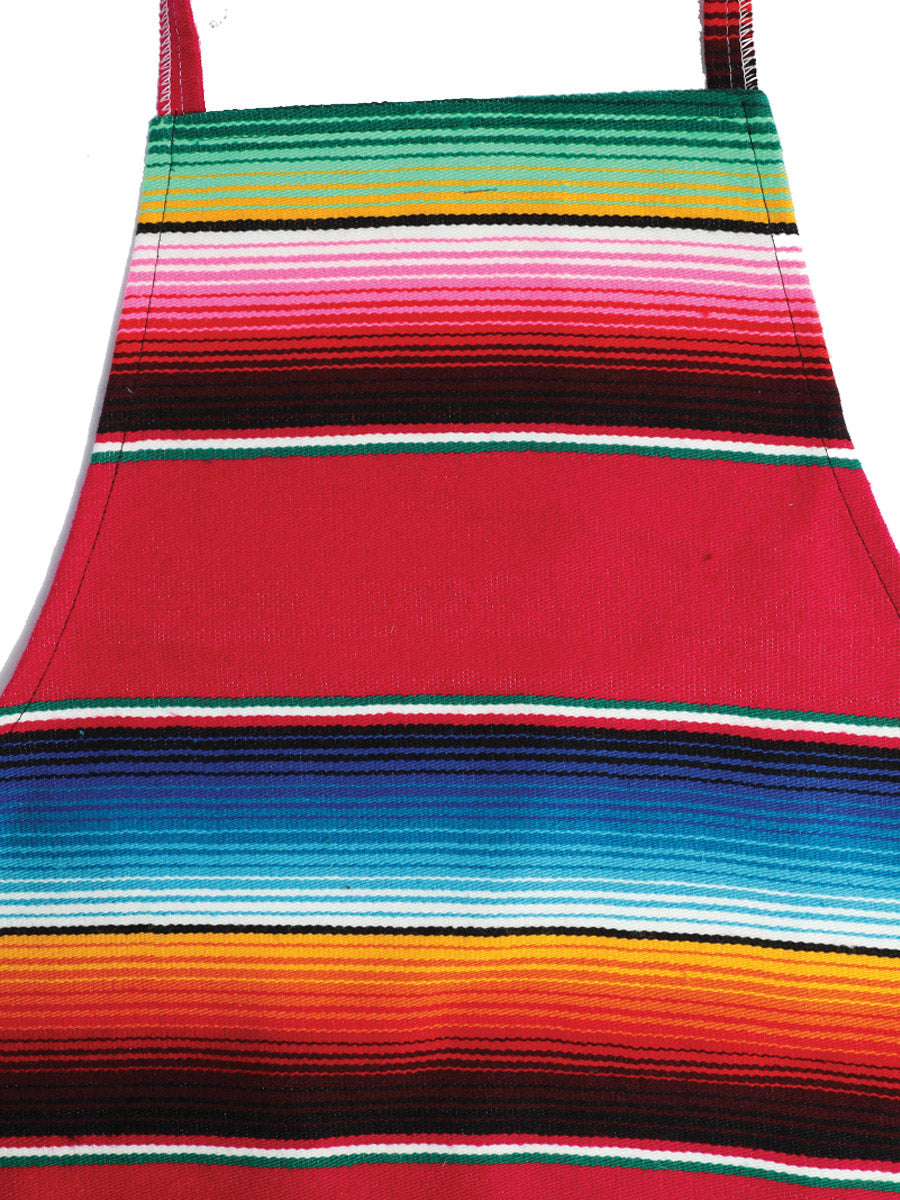 Artisanal Mexican Zarape Apron 100% Acrylan in Fuchsia
