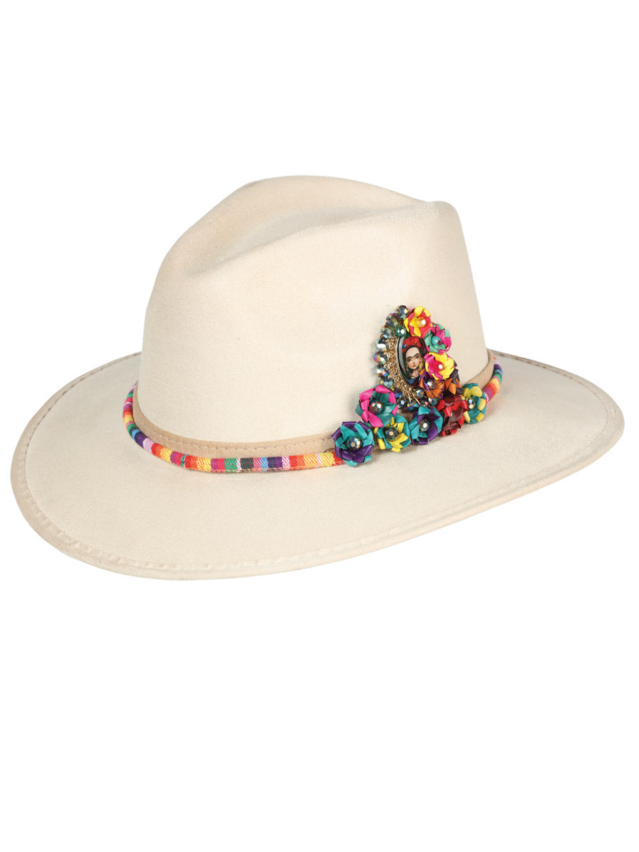 Artisanal Hat — Frida Medallion Suede in Beige