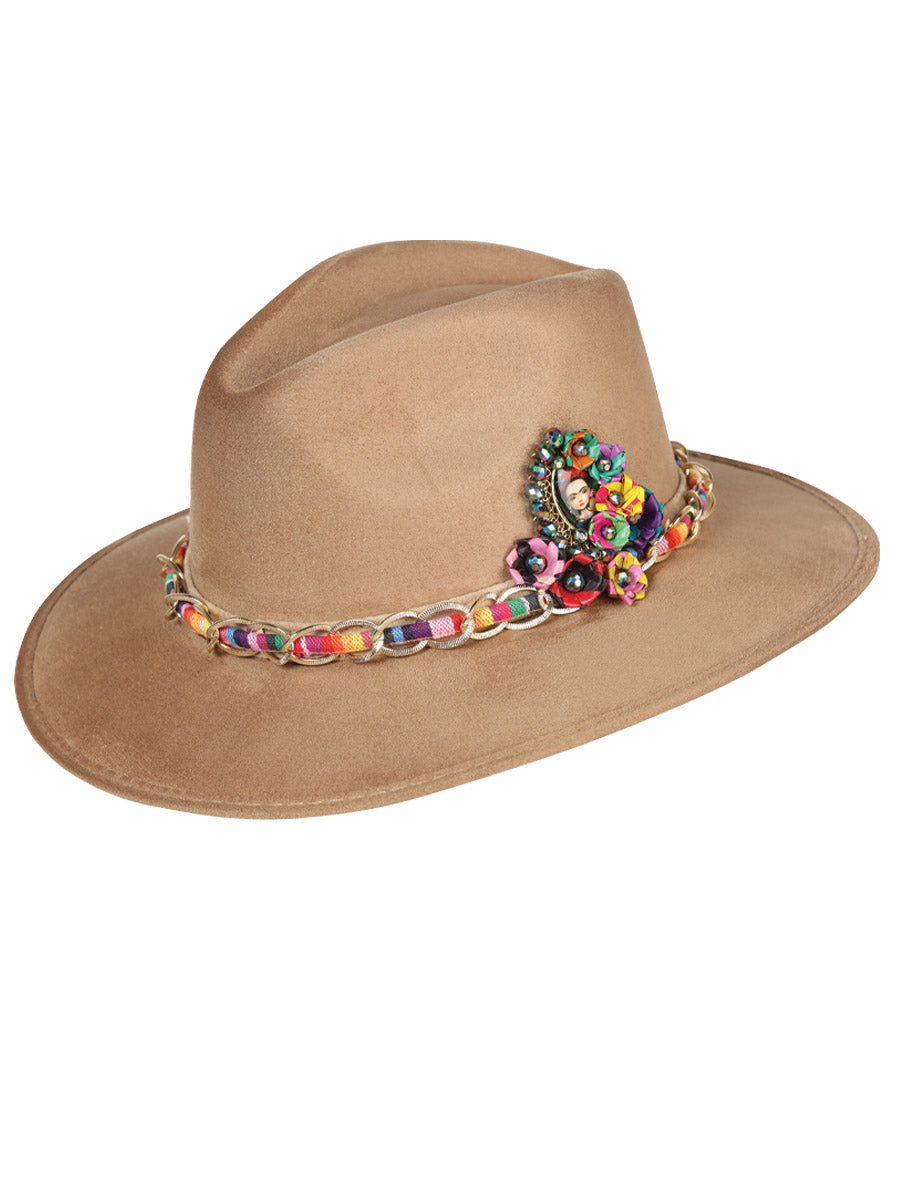Artisanal Hat — Frida Medallion Suede in Mocha