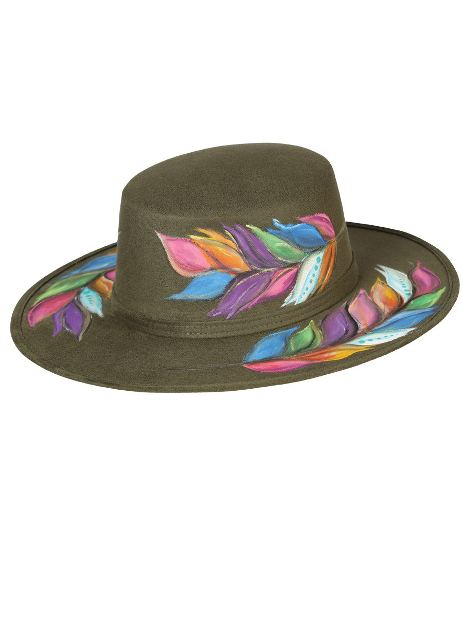 Artisanal Suede Hat — Elegant Pen in Olive