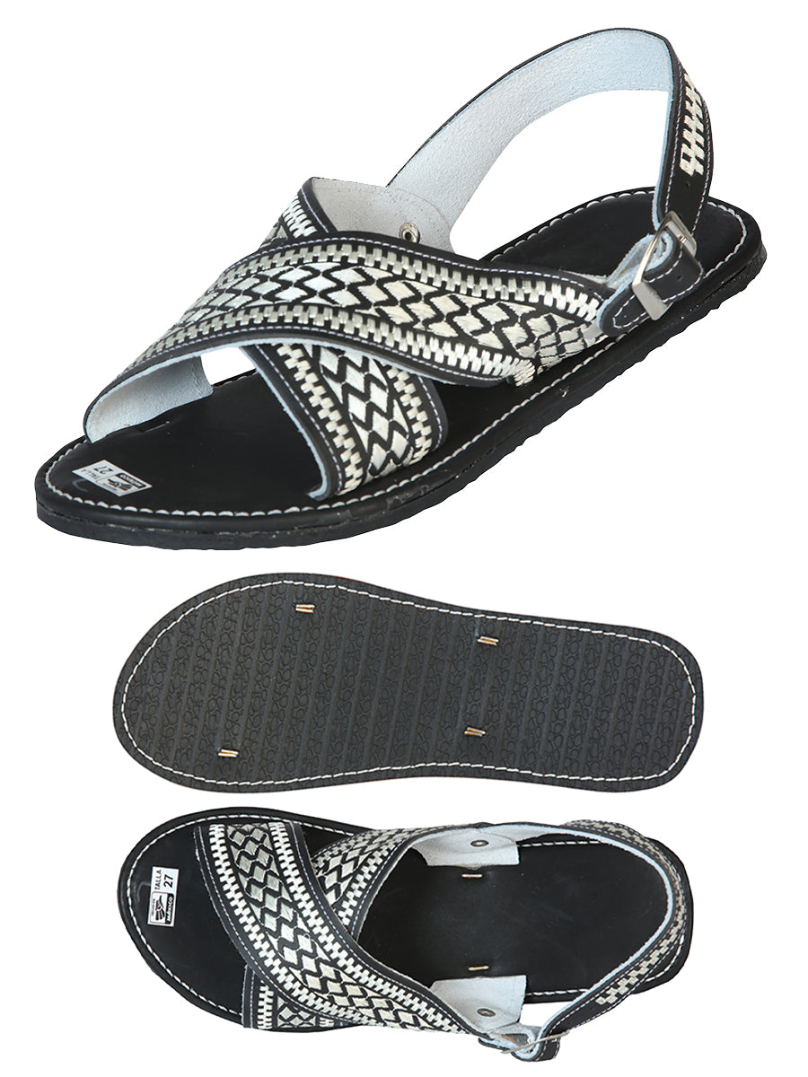 Artisanal Huarache — Grecas 50% Leather and 50% Synthetic in Black