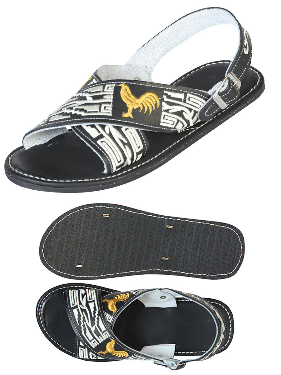 Artisanal Handwoven Huarache Sandals — 50% Leather and 50% Synthetic in Black